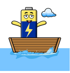 Cute Cartoon Battery Get On Boat