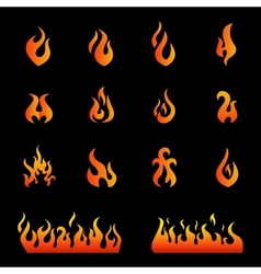 Fire flames set icons Royalty Free Vector Image
