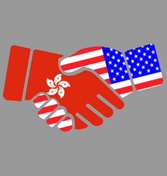 Hong Kong And Usa Flags Handshake