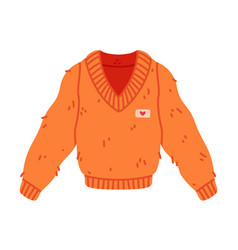 Orange Sweater Or Pullover With Long Sleeves As