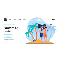 Summer Vacation Web Concept Women Taking Selfie