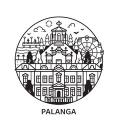 Travel Palanga Line Circle Icon With Amber Museum