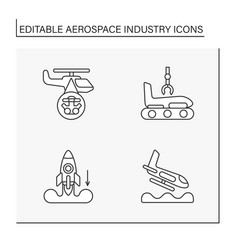 Aerospace Industry Line Icons Set