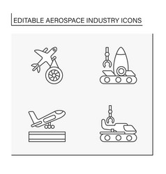 Aerospace Industry Line Icons Set