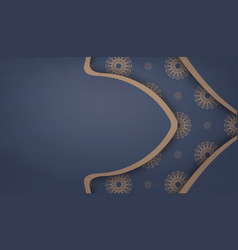 Baner In Blue With Vintage Brown Ornament