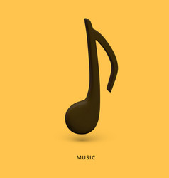 Black Realistic Musical Note On Yellow Background