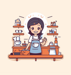 Coffee Shop Woman Barista In Apron