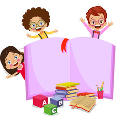 Cute Happy Students Reading Books