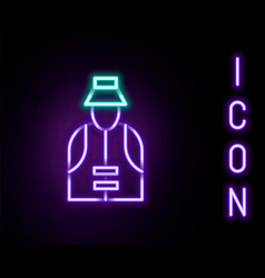 Glowing Neon Line Fisherman Icon Isolated On