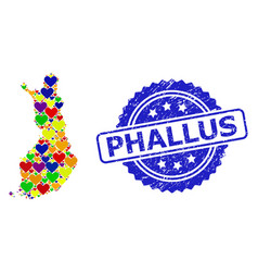 Phallus Rubber Badge And Bright Love Mosaic Map