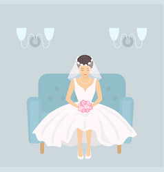 Bride In Wedding Dress And With Bouquet