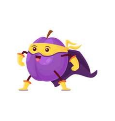 Cartoon Plum Fruit Superhero Damson Character