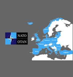 Nato Europe Map With Logo Blue