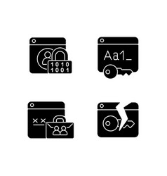 Password Encryption Black Glyph Icons Set