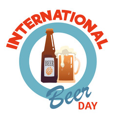 International Beer Day Emblem Or Banner Flat