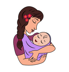 Young Mother Holds Baby In Her Arms