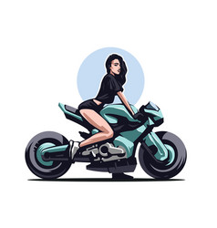 A Beautiful Sexy Woman Sits On Green Sports Bike