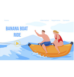 Couple Banana Boat Ride Landing Page Flat