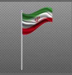 Iran Waving Flag On Metal Pole