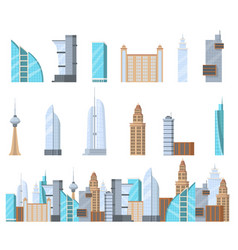 Modern Commercial Skyscrapers Flat Set