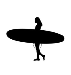 Surfing Women Surfer Holding Board Silhouette