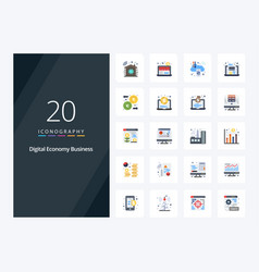 20 Digital Economy Business Flat Color Icon For