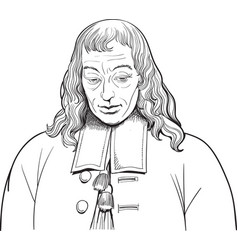 Blaise Pascal Portrait In Line Art