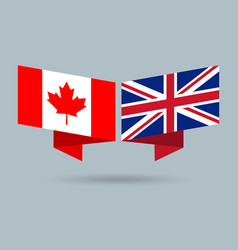 Canada And Uk Flags British Canadian National