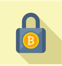 Crypto Padlock Icon Flat Bitcoin Money