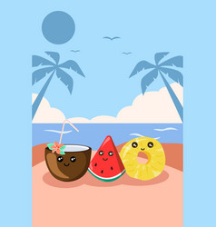 Design Cute Fruits In The Beach