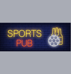 Sports Pub Neon Text With Football And Beer