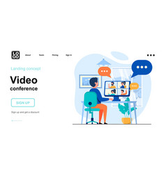 Video Conference Web Concept Man Communicates