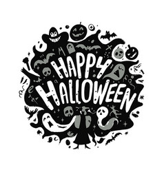 A Black And White Halloween Sign With A White