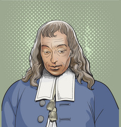 Blaise Pascal Portrait In Line Art