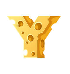 Cheese Letter Y Style Cartoon Food Design Flat