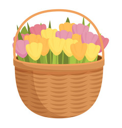 Full Basket Of Tulips Icon Cartoon Sticker