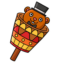 Groundhog Puppet With Hat Cartoon Colored Clipart