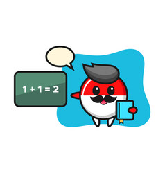 Indonesia Flag Badge Character As A Teacher