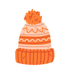 Knitted Orange Hat As Warm Autumn Head Wear