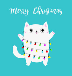 Merry Christmas White Cat Christmas Lights Set