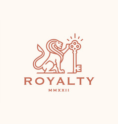 Royal Lion Key Logo Line Icon