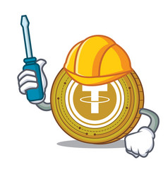 Automotive Tether Coin Mascot Cartoon