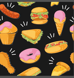 Fast Food Icon Pattern Restaurant Wallpaper