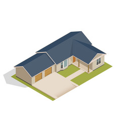 Isometric Suburban House With Double Garage