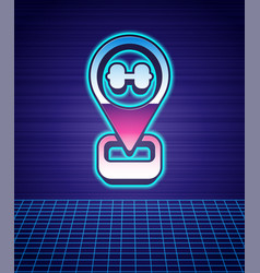 Retro Style Location Gym Icon Isolated Futuristic