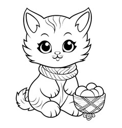 Cat And Yarn Coloring Page For Kids 54545