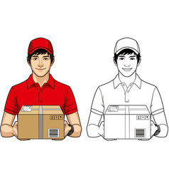 Courier Guy Holding A Parcel In His Hands