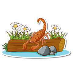 Cute Scorpion Standing On A Log Sticker