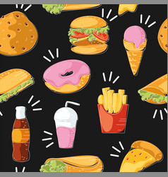 Fast Food Icon Pattern Restaurant Wallpaper