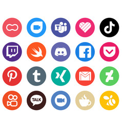 Flat Circle White Icon Set Message Douyin Discord